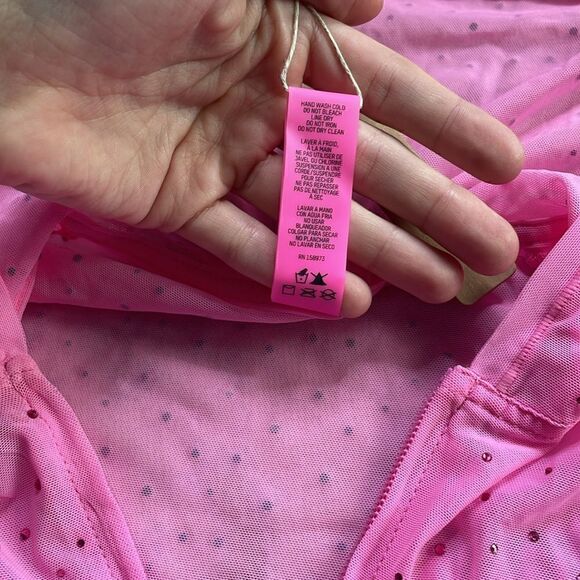 SKIMS NWT Mesh Rhinestone Swim Cover Up Zip Up - Picture 6 of 8